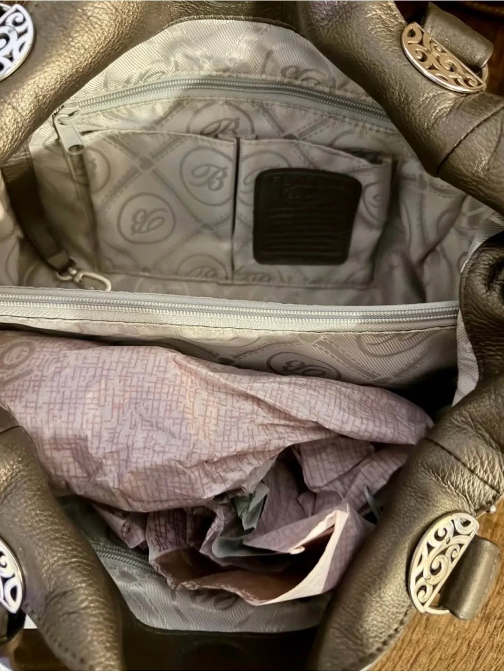 Brighton Black and Beige Python-Print Shoulder Bag